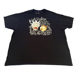 Rick & Morty Adult Swim Graphic Tee 2X Black 100% Cotton Funny Cartoon‎ Design